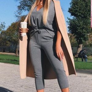 New Francine Grey Jacquard V Neck Lounge Set 🖤